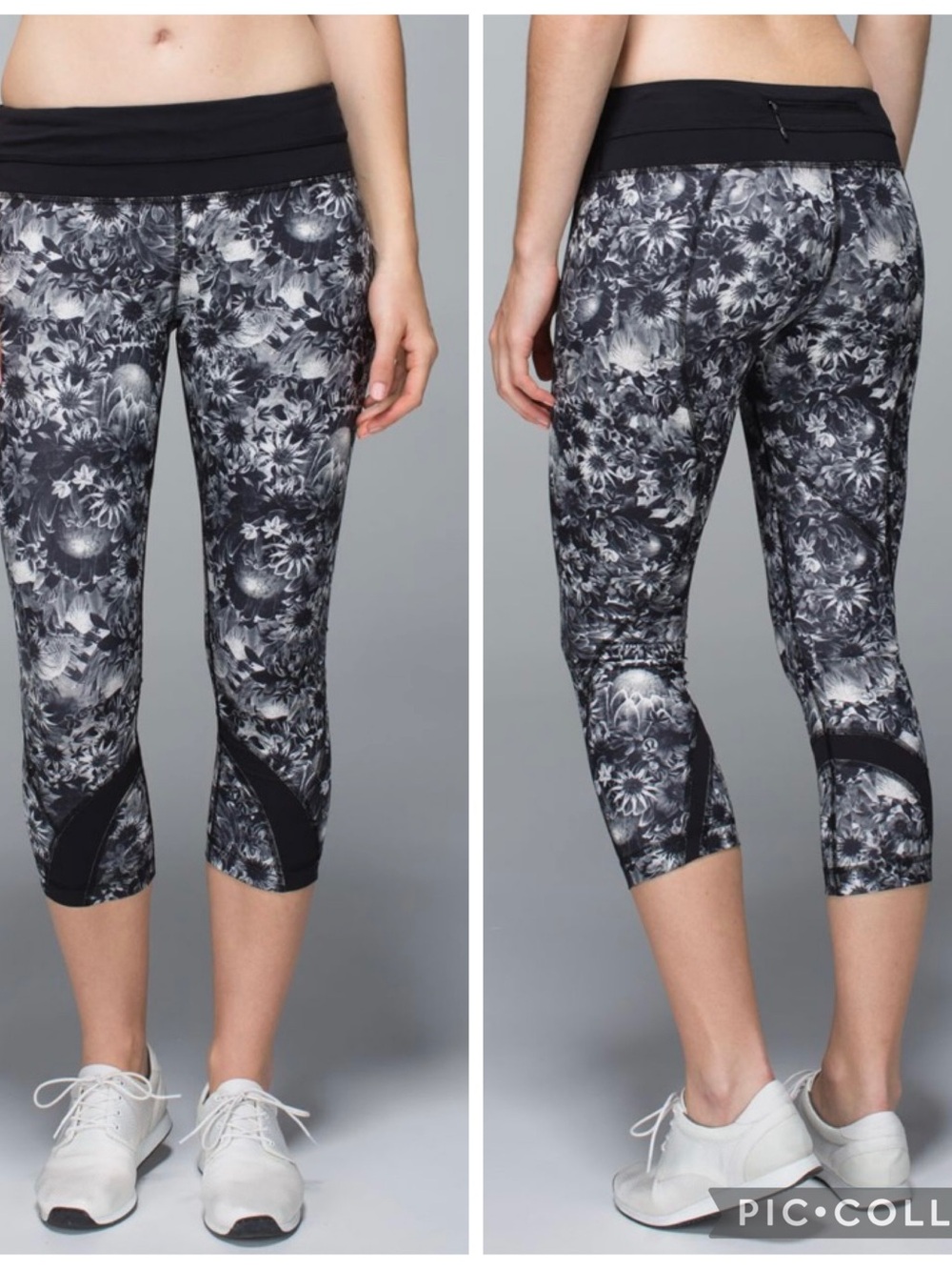 Lululemon Run Inspire Crop Luxtreme Flowabunga Black Angel Wing Pattern Size 6